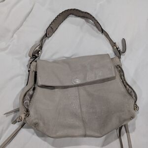 Gray Leather Hobo Bag